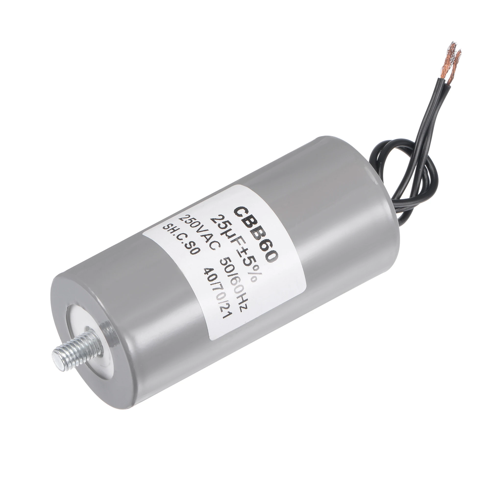 Uxcell CBB60 конденсатор 25 мкФ 250V AC 2 провода 98x45 мм w M8 крепежный стержень для насоса