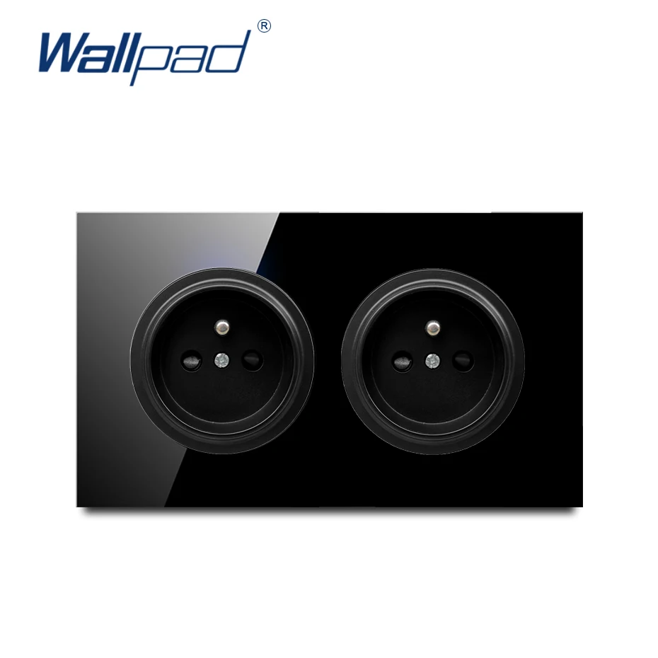 Европейская французская настенная розетка Wallpad из закаленного чистого черного