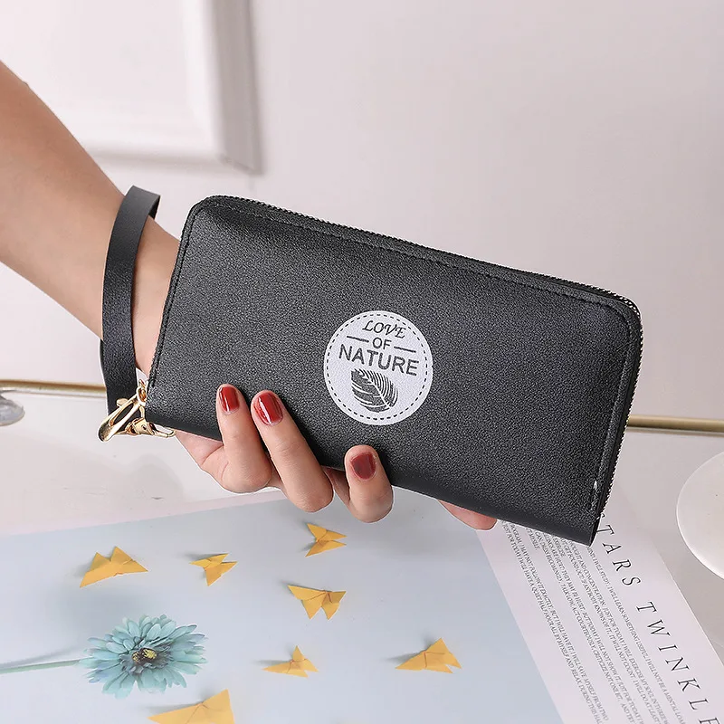 

Fashion Casual Clutch Bag For Women Long Leather Wallet Lady Zipper Wristlet Purse Passport Phone Money Coin Credit Card Holder