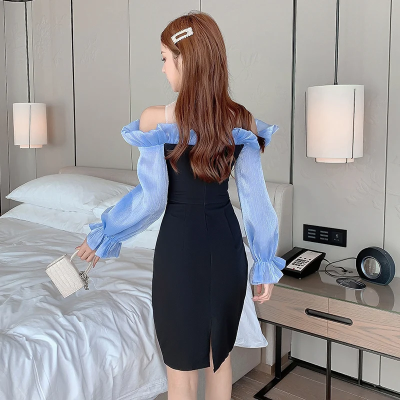 

Hollow Out Shoulder Women Party Dresses Sexy Bodycone Women Black Dress Vestidos Mujer