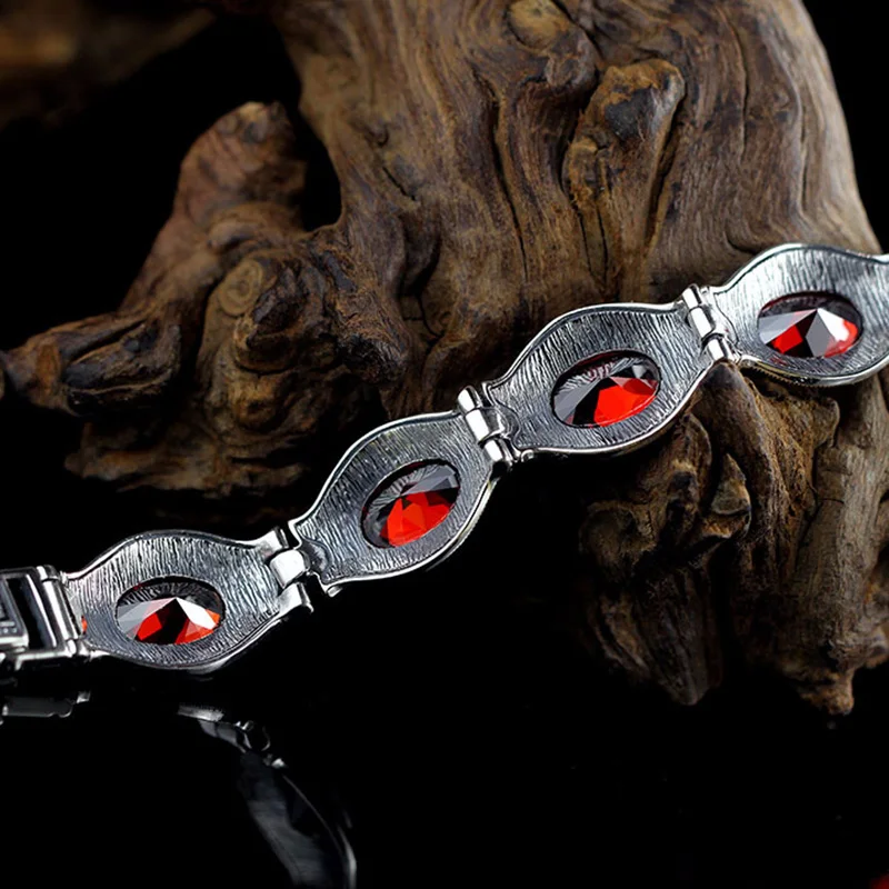 Аутентичные Тайские браслеты для женщин с натуральным гранатом широкие