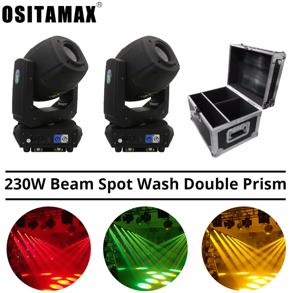 2 + Flycase 230 Вт DJ Светодиодный прожектор с движущейся головой Gobo светильник