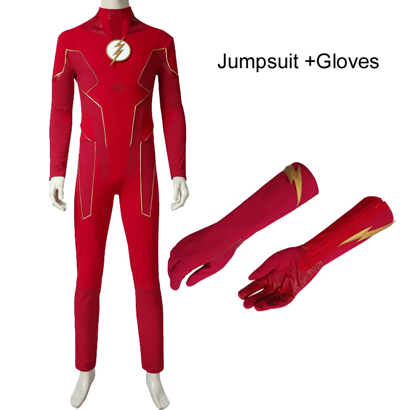 Jumpsuit Gloves Флэш сезон 6 костюм Бэрри Аллена Косплэй наряд комбинезон Flash бутсы перчатки карнавальные костюмы на Хэллоуин для взрослых индивидуальный заказ - Цвет: Jumpsuit Gloves