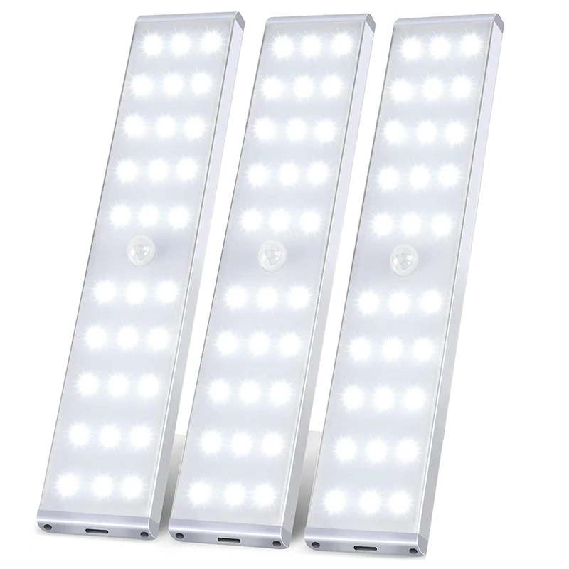 

30 Super Bright Motion Sensor Closet Light, Screen Illumination& Rechargeable Cabinet LED Lighting, Under Cabinet -3Pack