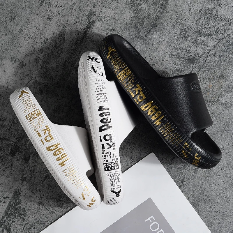 

Summer Black Lovers Slides Platform Slippers For Women Soft Flats Casual Women Unisex Massage Slippers Ladies zapatillas de casa
