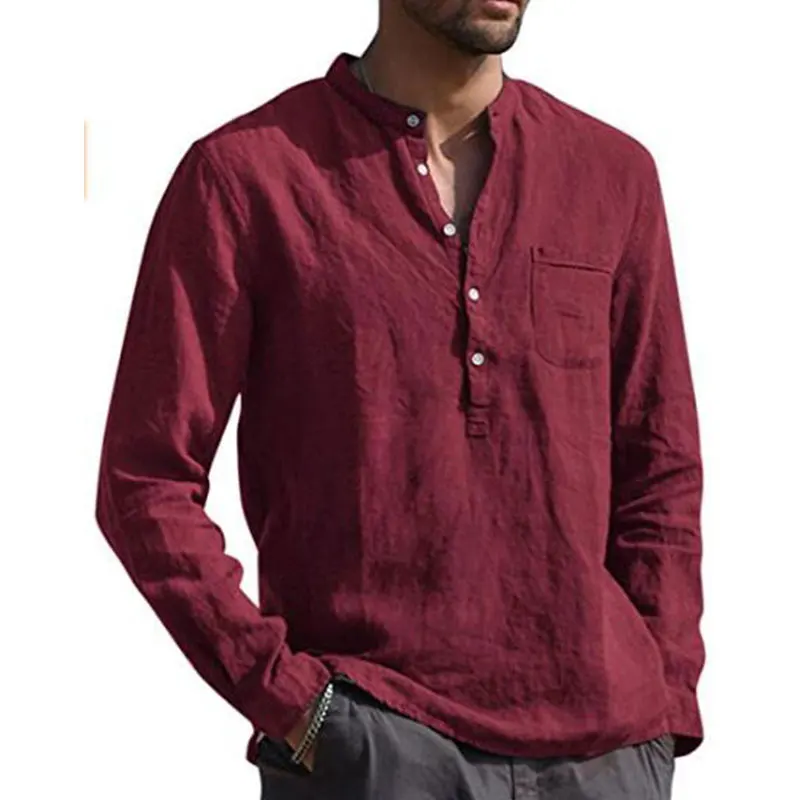 

Мужская Повседневная рубашка из хлопка и льна, свободные топы, футболка с короткими рукавами, весна-осень-лето 2021, Повседневная Красивая муж...