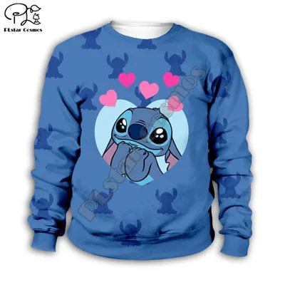 Blue Детская одежда; толстовки с капюшоном в стиле аниме kawaii Lilo Stitch; толстовка для мальчиков с героями мультфильмов; популярная модель-3 - Цвет: Blue