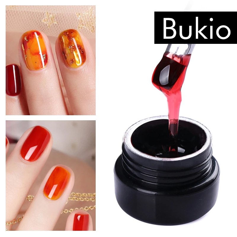 Bukio новые ногти Jellies стеклянные конфеты лак для ногтей стекловолокно твердое желе