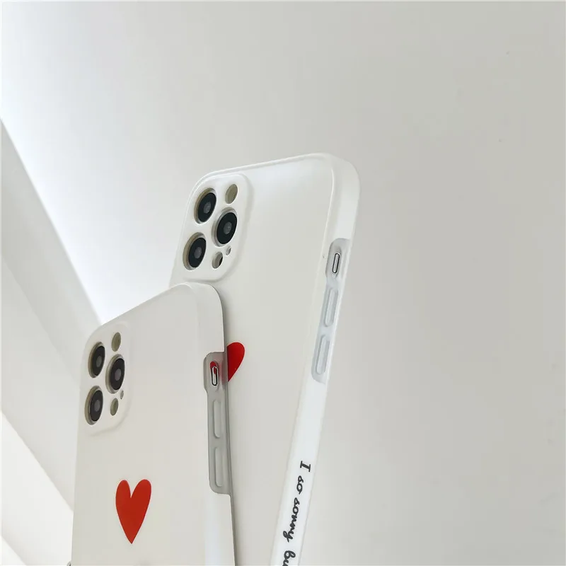 

Lovely Phone Case For iPhone 12 Mini 11 Pro 7 8 Plus X XR XS Max Cute Cartoon Simple Love Heart Soft TPU Back Cover Cases