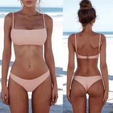 Conjunto de Bikini brasileño sin relleno para mujer, bañador Sexy de realce, traje de baño Vintage para playa, ropa de baño 2021 (3)