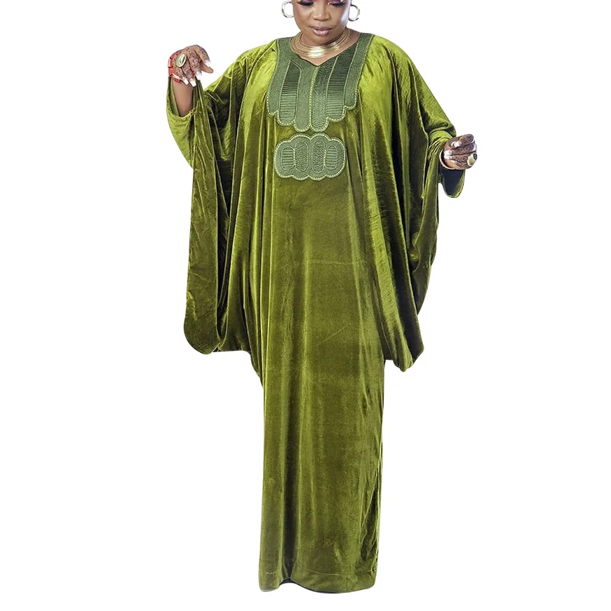 

Женское платье в африканском стиле с вышивкой, арабское этническое свободное платье большого размера с длинным рукавом и круглым вырезом, п...