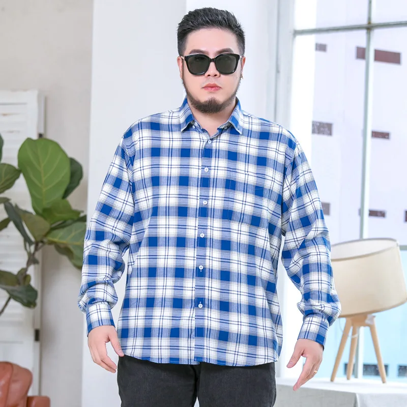 Мужская свободная рубашка с длинным рукавом черная Повседневная в шотландскую