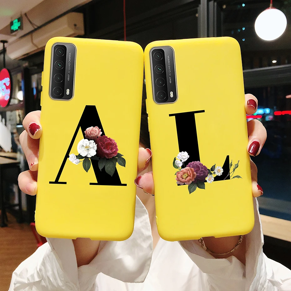 Чехол для Huawei Y7A мягкий черный чехол из ТПУ с буквами и цветами 2020 дюйма - купить по