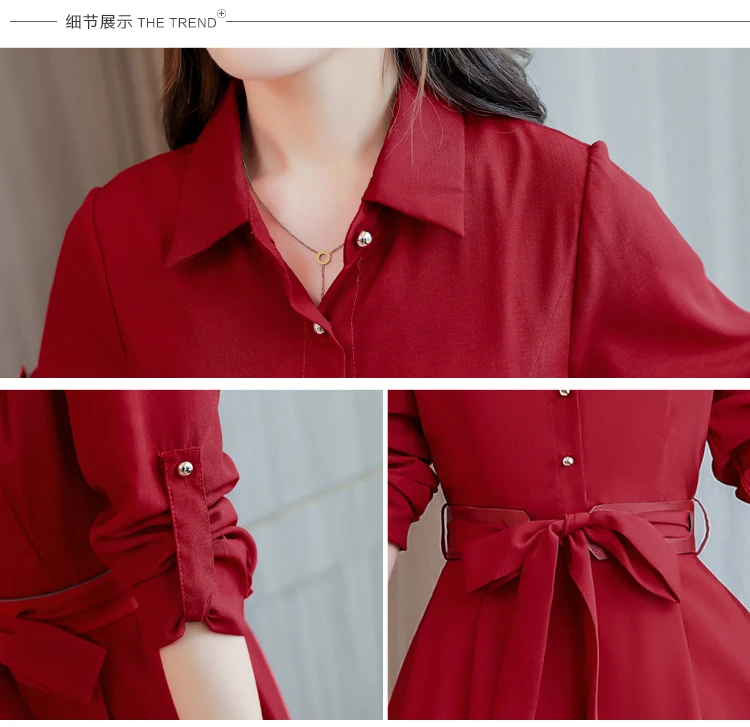 

Spring New Korean Version of Slim and Slim Long Women's Long-sleeved Cotton and Linen Dress