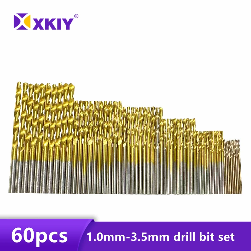 

60pcs titanium-plated twist drill bit high speed steel straight shank electric drill hole drill bit 1.0mm-3.5mm drill bit set