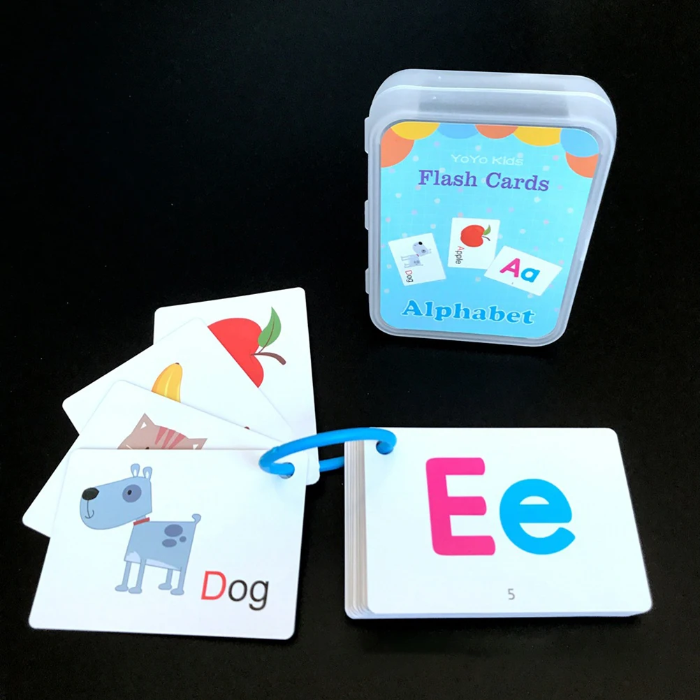 Juego de 4 tarjetas Flash para aprendizaje temprano de ni&ntilde;os, letras del alfabeto, colores y formas, 100 tarjetas con 200 im&aacute;genes, tarjetas educativas-2