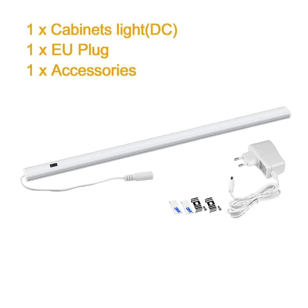 1xlight With Adapter С регулируемой яркостью под светодиодные лампы для шкафа Спальня лампа с ручная развертка Сенсор 30/40/50 см светодиодное освещение для кухни для шкафа освещение для шкафа - Цвет: 1xlight With Adapter
