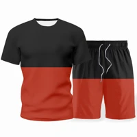 2021 mens sets simple summer short sleeved t shirt suit black new red fashion two piece street short sleeved 3d printing 5xl