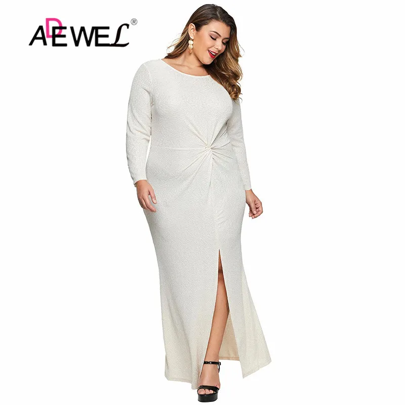 Женское платье с длинным рукавом ADEWEL абрикосового цвета элегантное вечернее