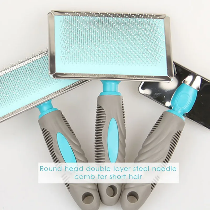 

Pet Cats And Dogs Round Head Double Steel Needle Comb Comfortable And Suitable For Large Dogs Pet Grooming Supplies