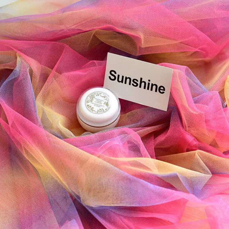 

150*100cm Rainbow Gradient Net Yarn Fabrics Crafts Background Sarong Yarn Decorative Fabric DIY Sewing Home Textile Cloth