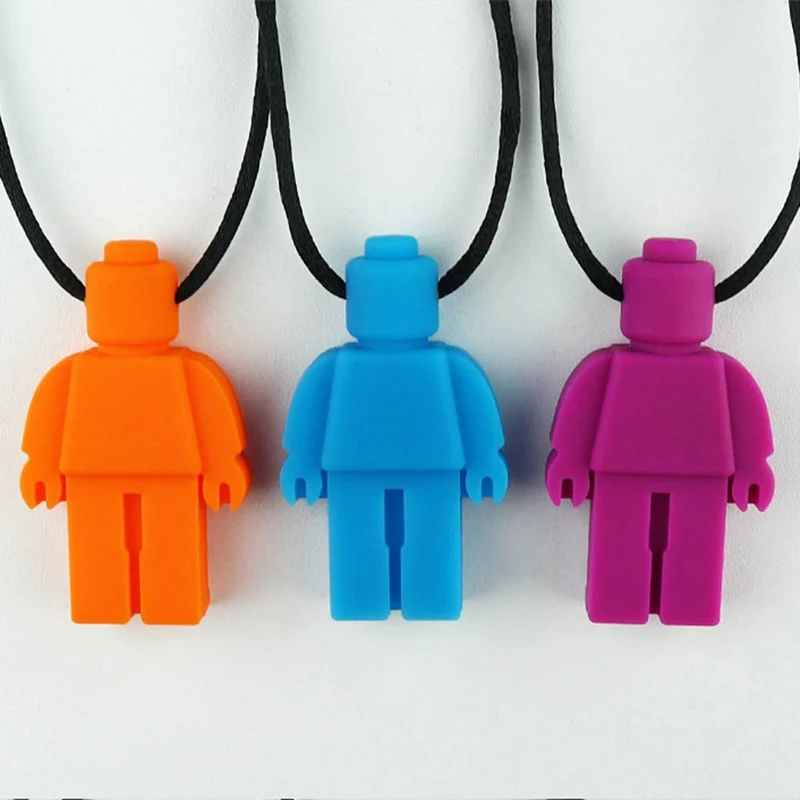 1 шт. креативный силиконовый робот в форме детский Прорезыватель для Autistic Kids ожерелье силикон резиновые зубы сенсорные жевательные подвески для игрушек