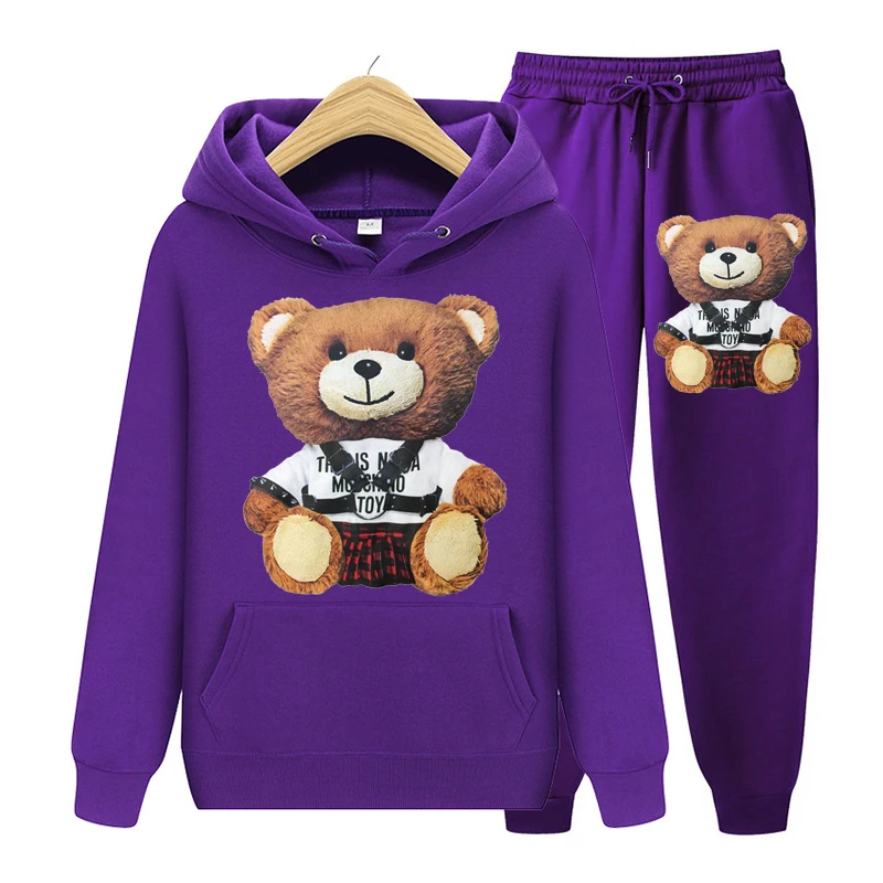 

Spring autumn women hoodie sweatshirt and pants trousers Long sleeve woman sets 2pcs cute animal printing hoodies clothes