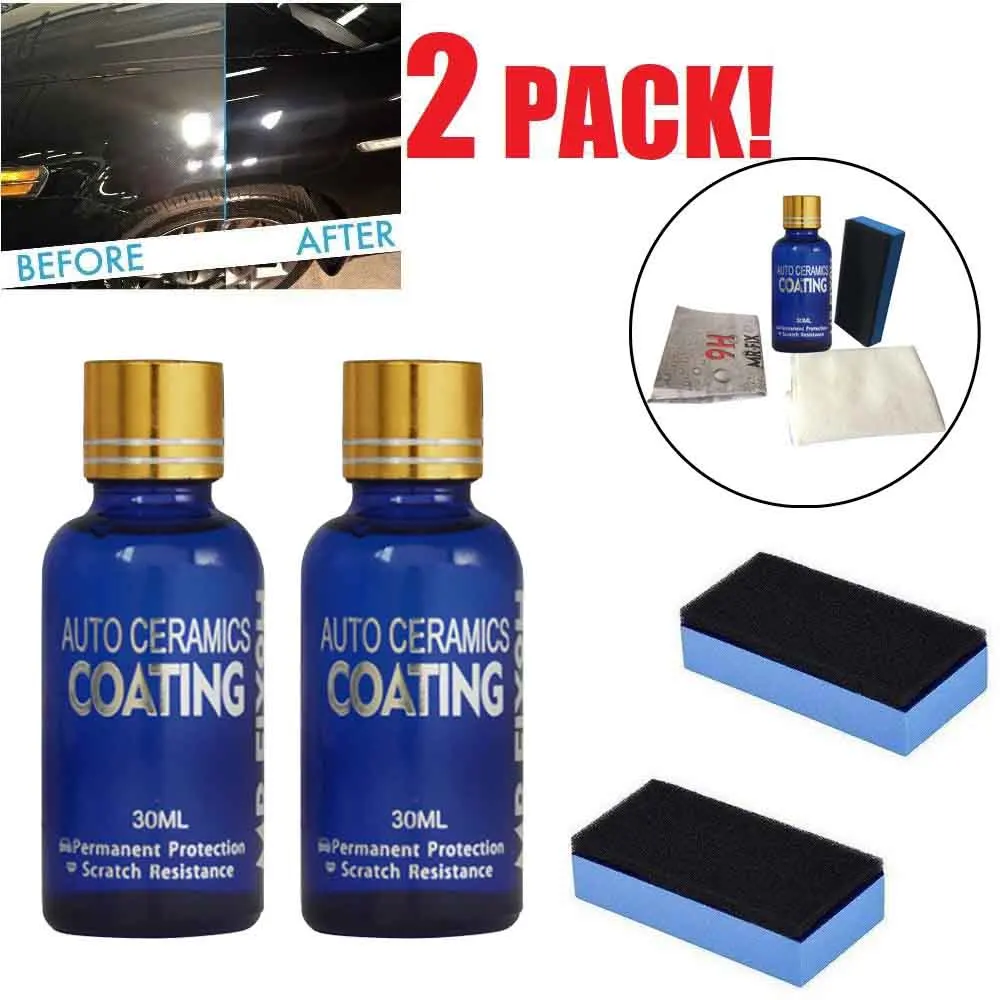 

2pcs 10H Car Liquid Ceramic Coat Hydrophobic Glass Coating Motocycle Paint Care Anti-scratch Auto Detailing Cleanning
