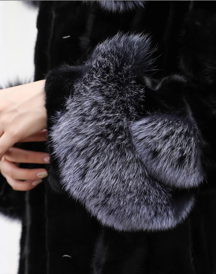 Бесплатная доставка новая куртка из натурального меха норки длинное пальто