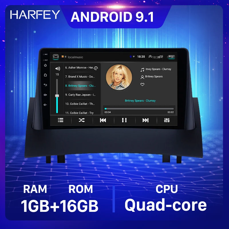 Harfey 9 дюймов Автомобильный мультимедийный Android 1 GPS радио для 2004-2008 Renault Megane 2 с Bluetooth