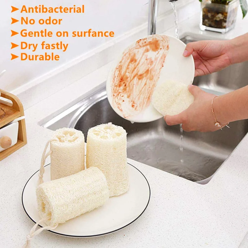 2 упаковки натуральная Мочалка для посуды скруббер растительная мочалка