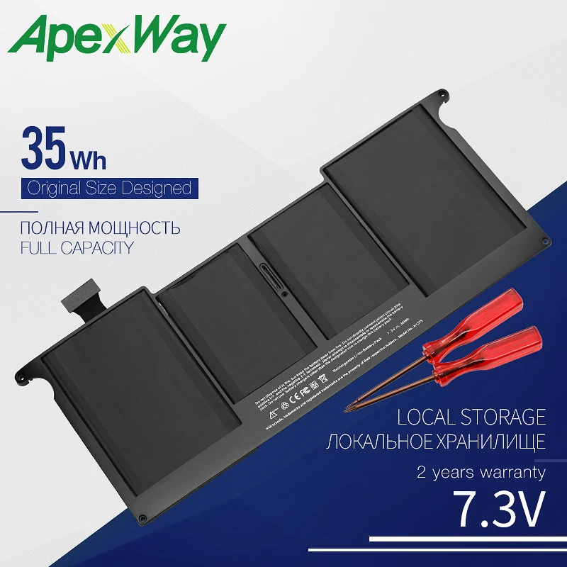 Аккумулятор Apexway для ноутбука Apple MacBook Air 11 дюймов A1370 7 3 В 35 Вт/ч|Аккумуляторы