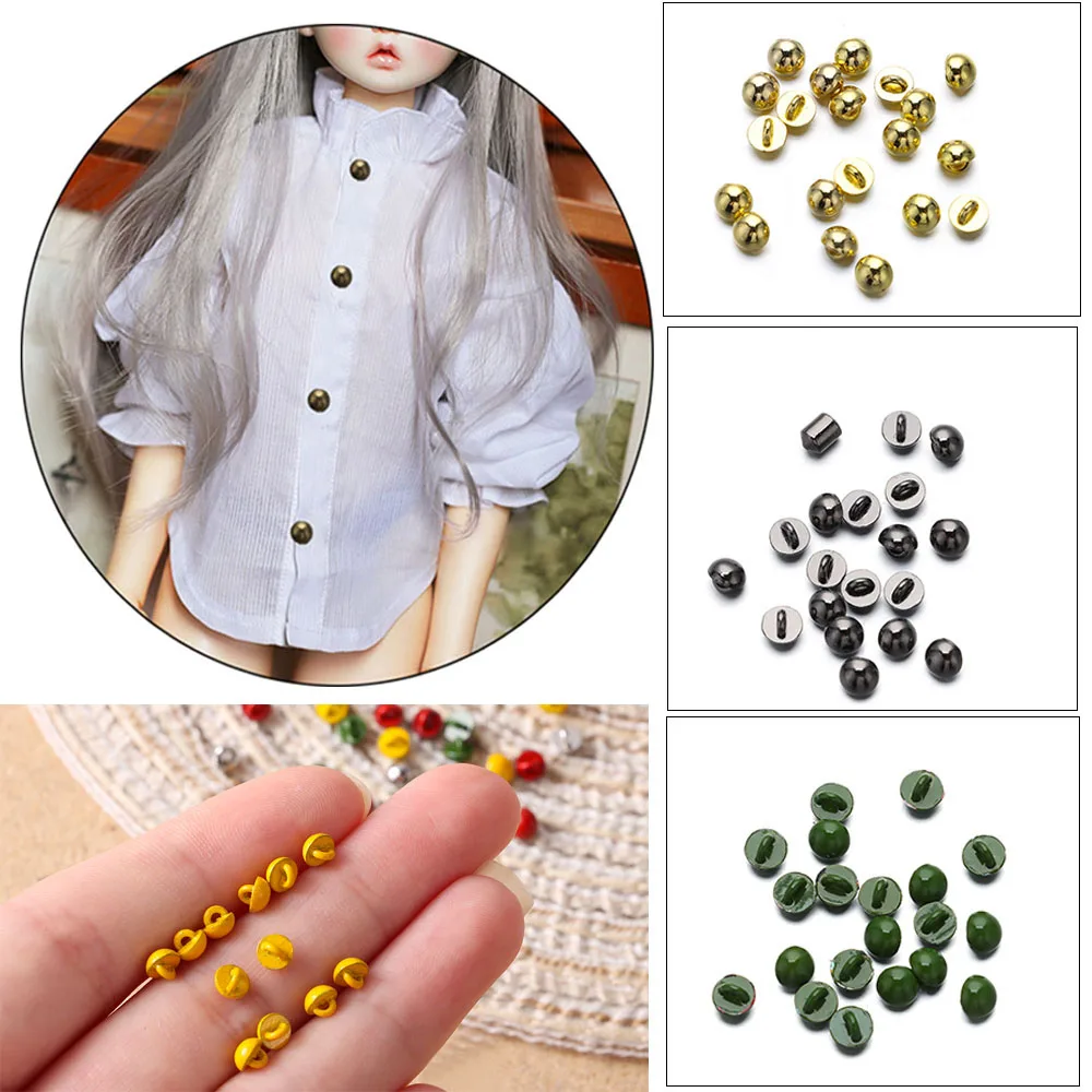

20Pcs 4mm Mini Doll Mushroom Buttons 1/6 Dolls Clothing Belt Buckles Ultra-small Buckle DIY Shoes Sewing Accessories 10 Colors