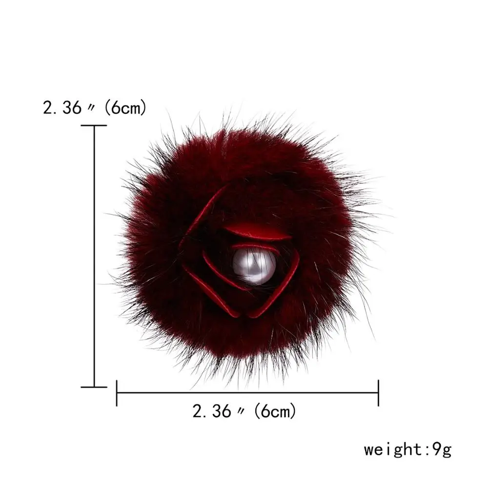 red ball Зимняя одежда корсаж меховой помпон брошь для пирсинга булавки лацкан Броши Имитация жемчуга брошь булавки для женщин и мужчин воротник значок вечерние ювелирные изделия подарок - Окраска металла: red ball