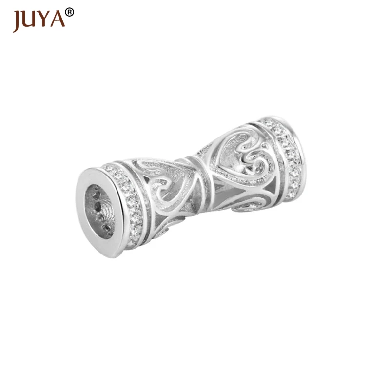 Silver Разделитель,вставка для браслетов, бус, колье, серебро,вставка из кубический циркониев,фурнитура для изготовления украшений,для поделок,для браслета,фурнитура для бус - Цвет: Silver