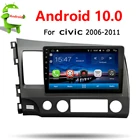 Автомобильный радиоприемник, экран 10,1 дюйма, 2DIN, Android 10,0, четырехъядерный процессор, экран 1024*600, GPS, мультимедийный проигрыватель, аудио-видео для Honda Civic 06-11