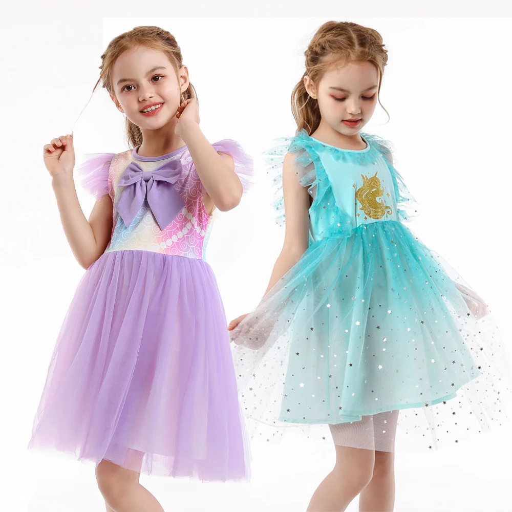 Summer Casual Dress Big Bow Elegant Princess Party Formal Gown Ball Teenager Children 2022 New Dress for Girls Wedding 3-10 Year