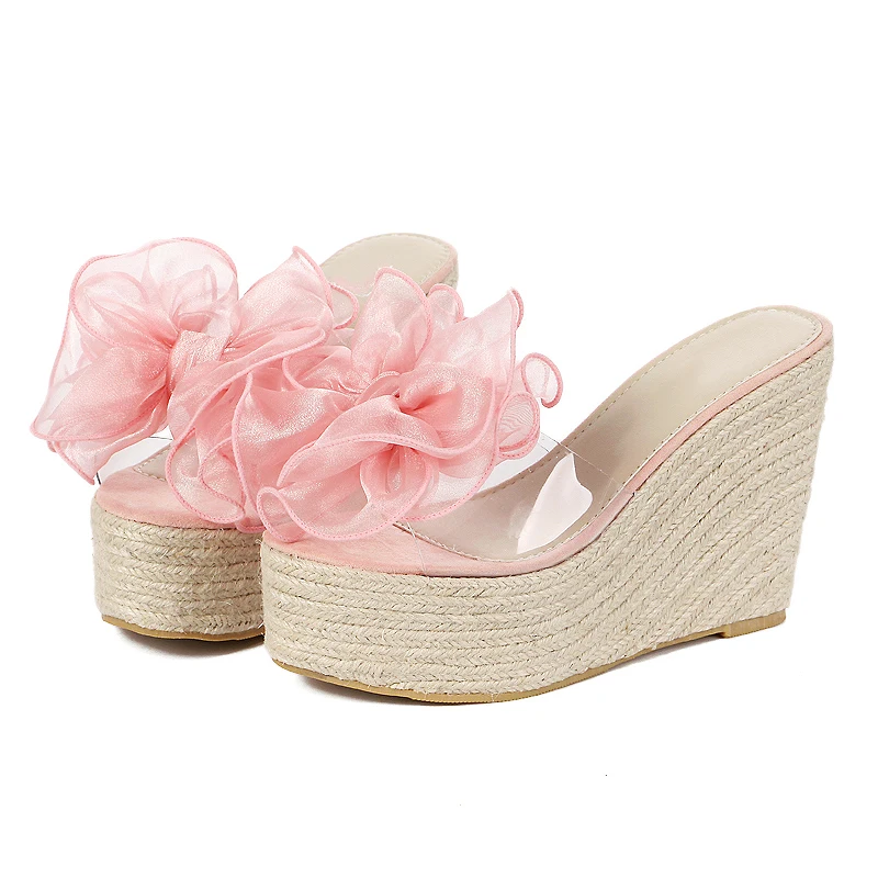 Женские босоножки Шлепанцы на платформе Прозрачная пляжная нескользящая обувь