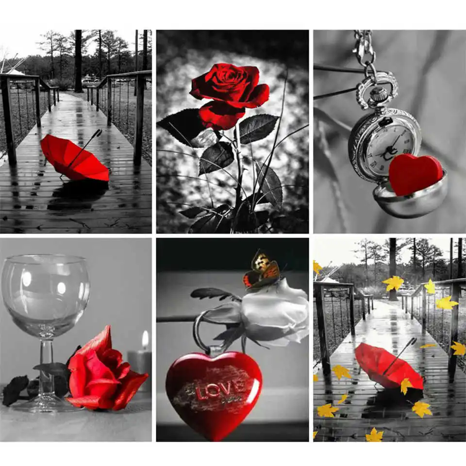 AZQSD алмазная вышивка Роза цветы мозаика пейзаж рукоделие крестом наборы декор