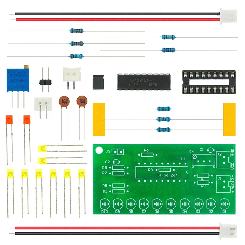 LM3915 DC 9V 12V 10 светодиодный звук аудио анализатор спектра комплект индикатор уровня