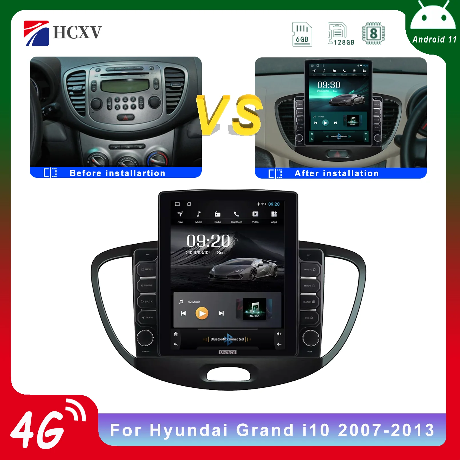 Автомобильный радиоприемник HCXV на Android для Hyundai Grand i10 9 7 дюйма автомобильный