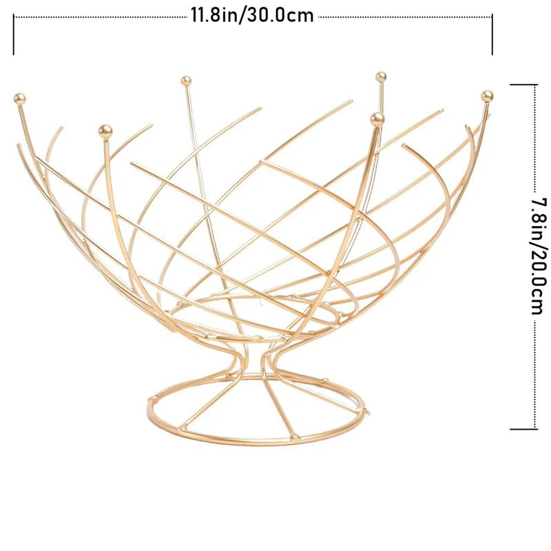 Metal Wire Basket Fruit Plate Kitchen Vegetable Drain Rack Dessert Tray Snack Container Desktop Stand Storage Bowl Decor Holder | Дом и сад