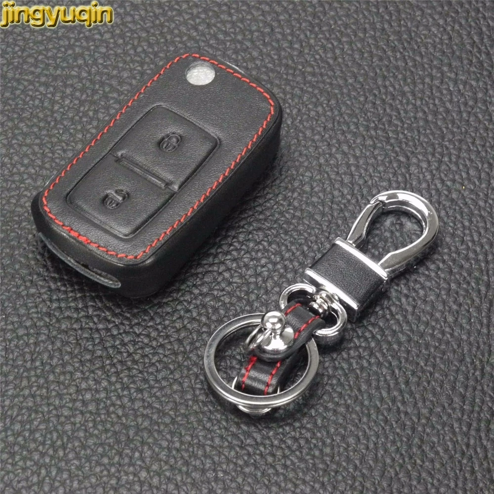 Jingyuqin 2 кнопки флип пульт дистанционного ключа чехол кожаный для Volkswagen VW Amarok Polo Golf