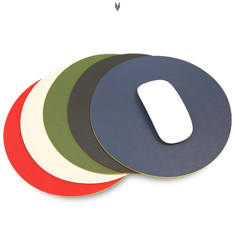 

Double-sided PU Leather Mouse Pad Waterproof Round Shape Mousepads Mice Mat Office Gaming Mouse Pad For Laptop Computer