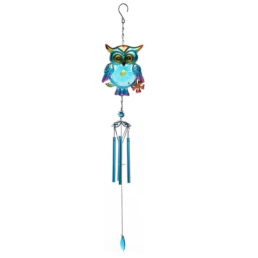 

Outdoor Owl Wind Chimes Indoor Stained Glass Metal Tubes Music Beautiful Windchimes Hanging for Room Balcony Window Garden