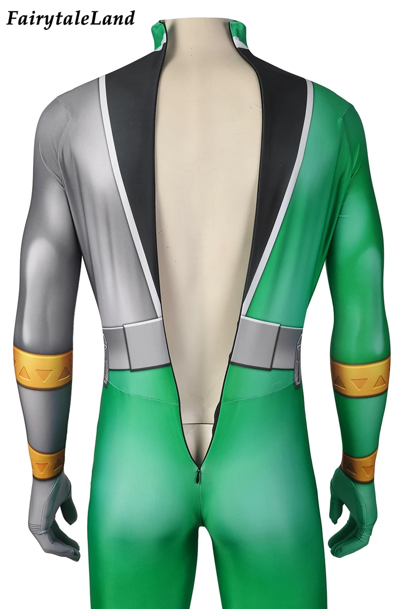 KISHIRYU SENTAI Ryusoulger Green Ranger Cosplay Towa Costume Halloween Dino Ranger Jumpsuit Green Soldier Spandex Bodysuit images - 6