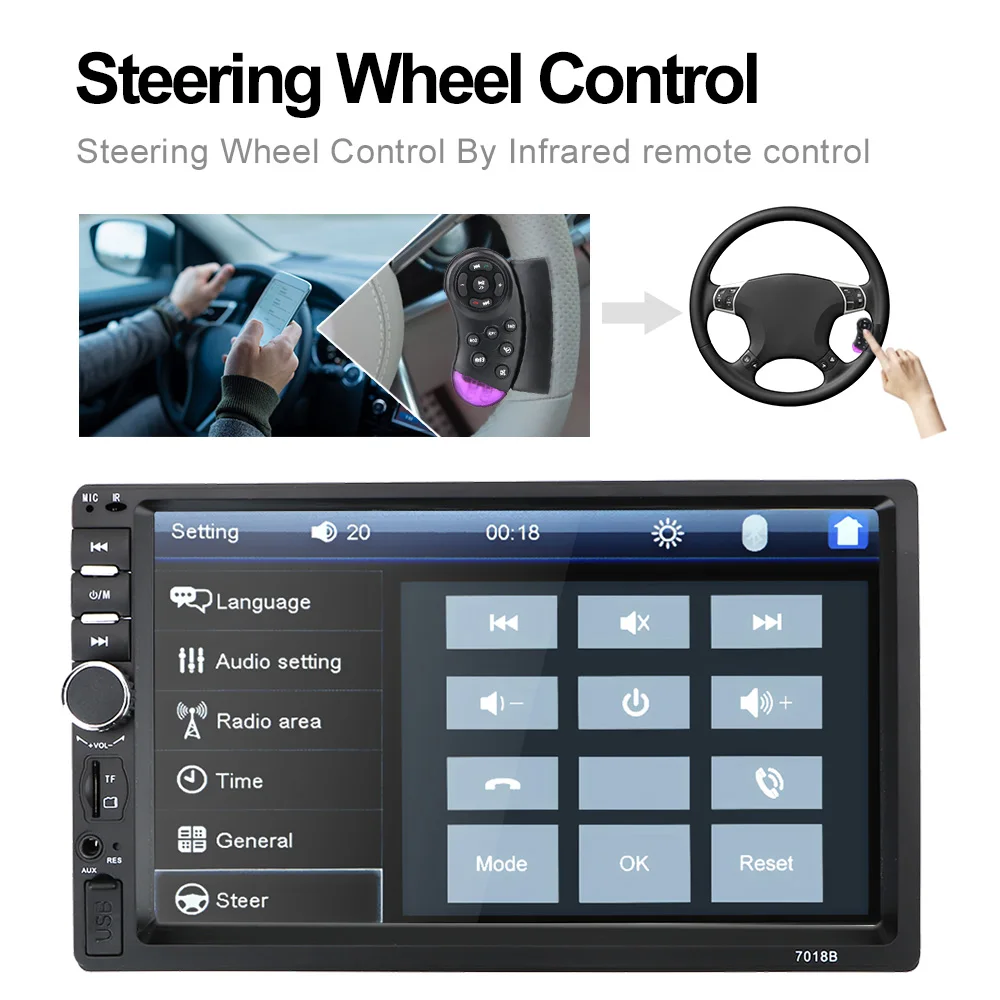 Автомобильная магнитола 7010B/7012B/7018B MP5 DVD-плеер с экраном Bluetooth 7-дюймовый HD экран