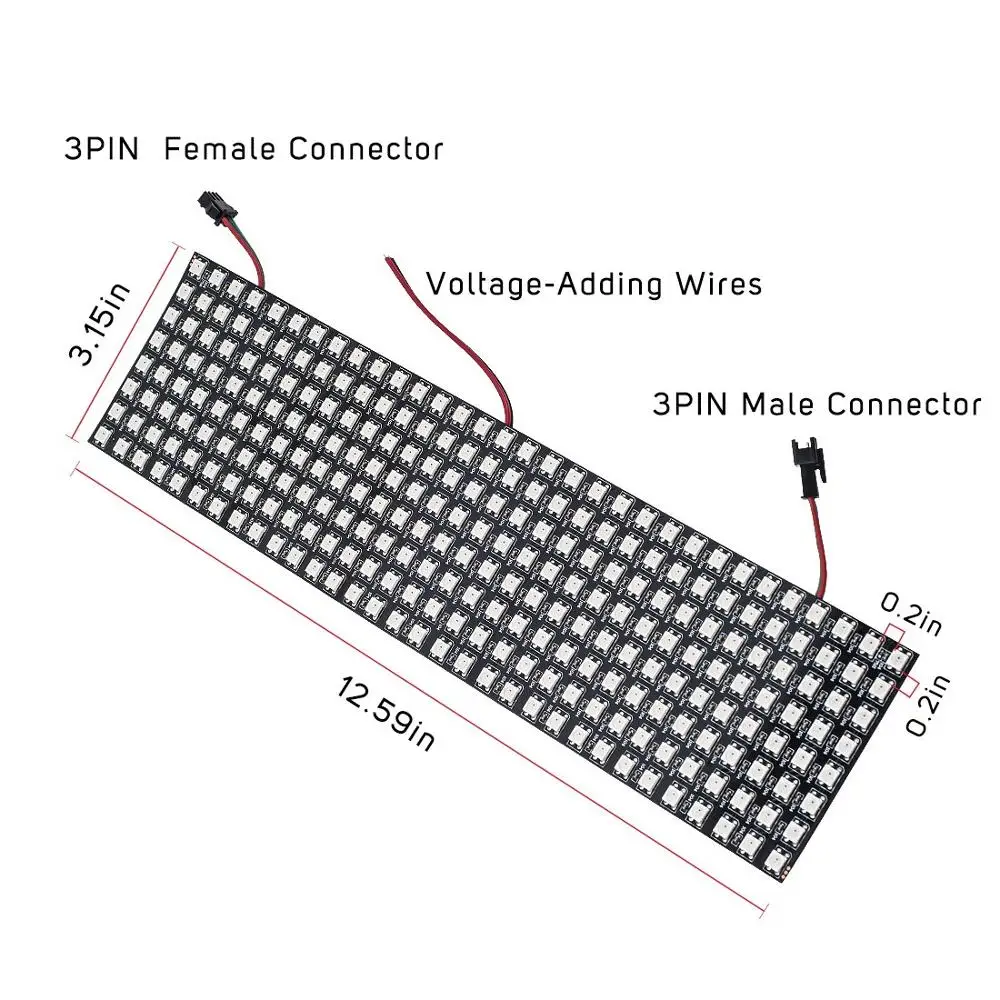 5V ws2812b Full Dream led панель пикселей экран дисплея; индивидуально Адресуемая цифровая матрица полосы; 8x32 16x16 8x8 - Испускаемый цвет: 80X320mm Screen