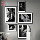 Саксофон Виолончель плеер черно-белая фотокартина на холсте спальня гостиная декоративные модульные картины