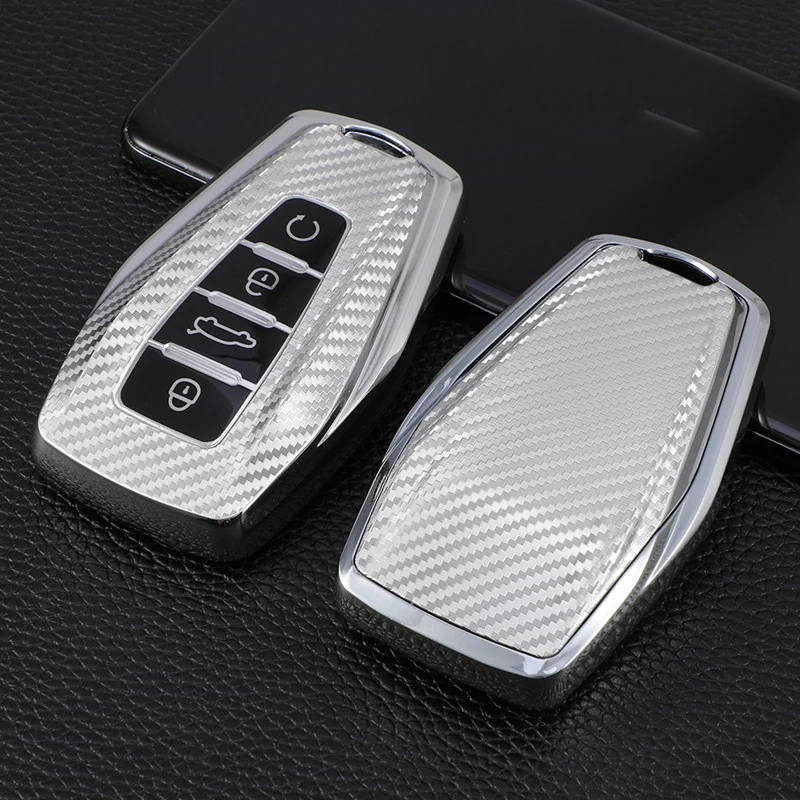 Автомобильный ТПУ брелок из углеродного волокна Чехол держатель для ключа Geely